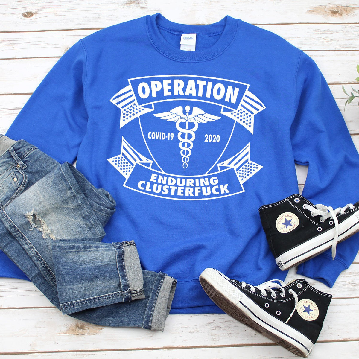 Operation Covid-19 2020 Enduring Clusterfuck - Long Sleeve Heavy Crewneck Sweatshirt
