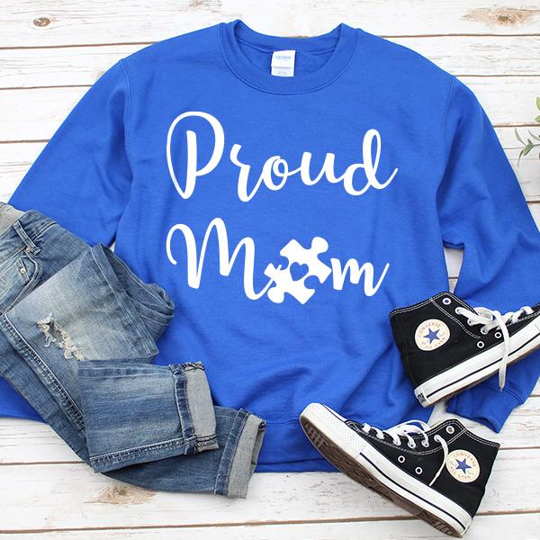 Proud Autism Mom - Long Sleeve Heavy Crewneck Sweatshirt