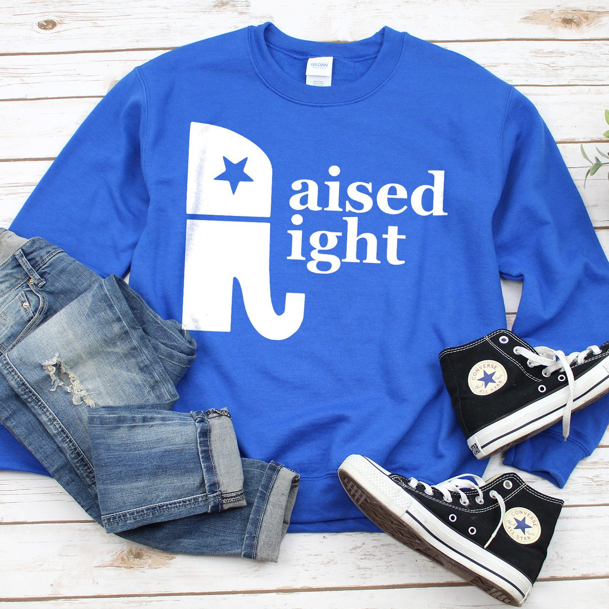Elephant Raised Right - Long Sleeve Heavy Crewneck Sweatshirt