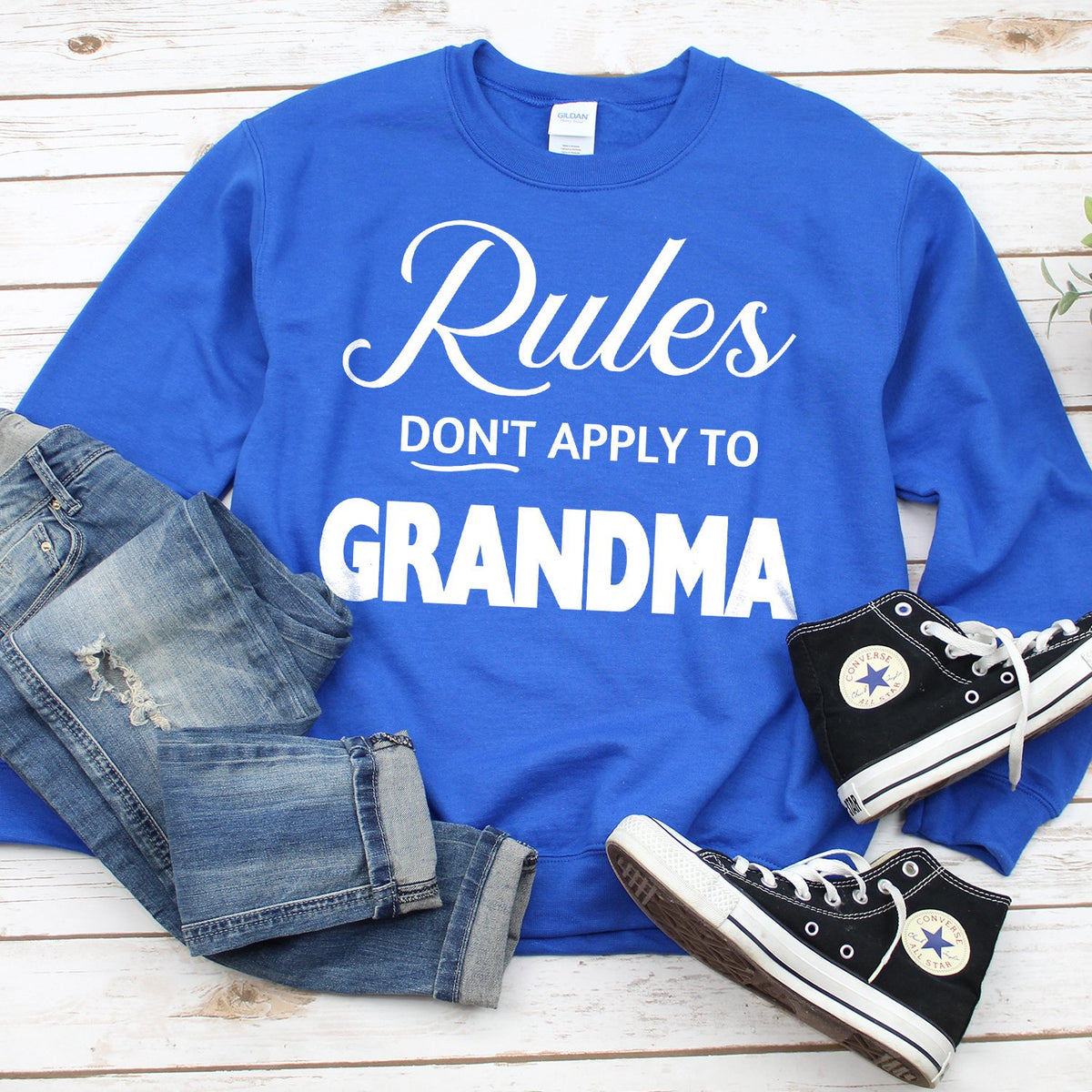 Rules Don&#39;t Apply To Grandma - Long Sleeve Heavy Crewneck Sweatshirt