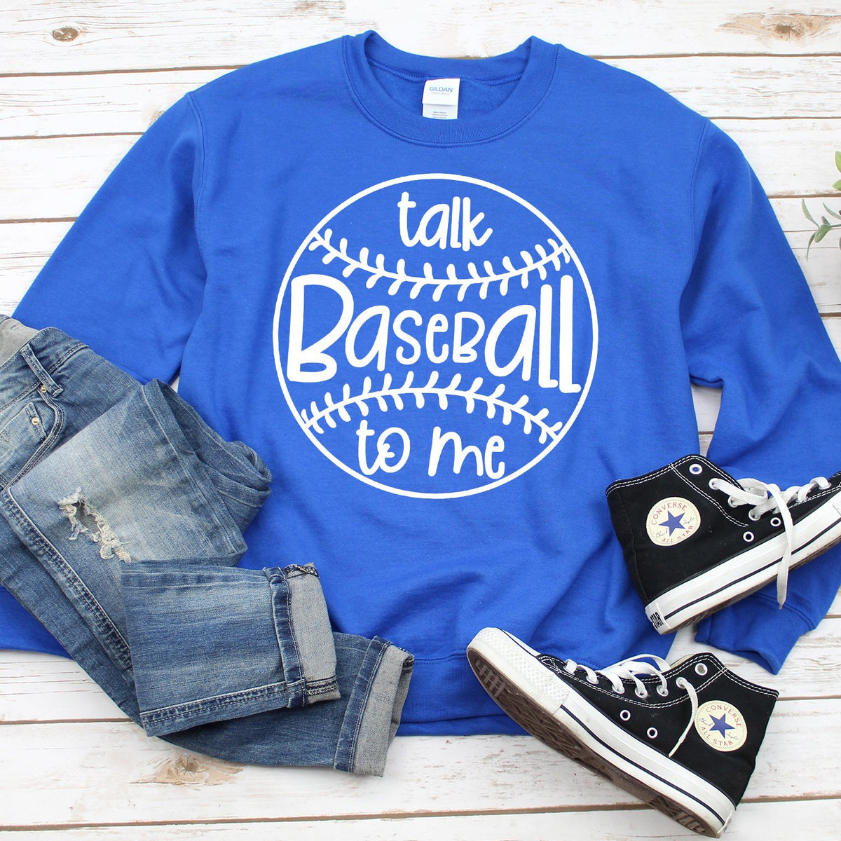 Talk Baseball To Me - Long Sleeve Heavy Crewneck Sweatshirt