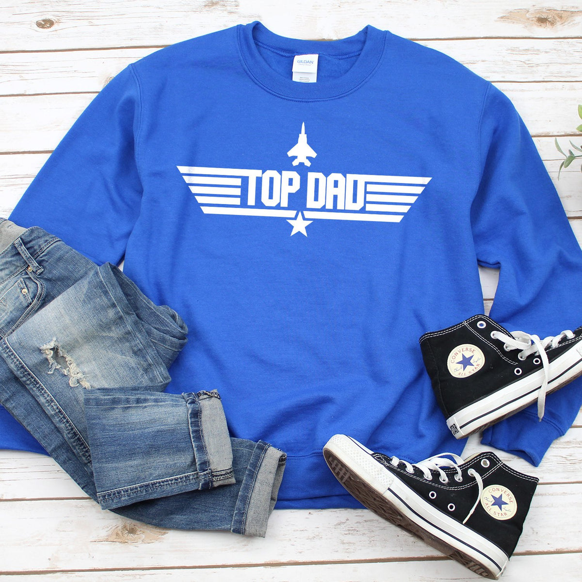 Top Dad - Long Sleeve Heavy Crewneck Sweatshirt