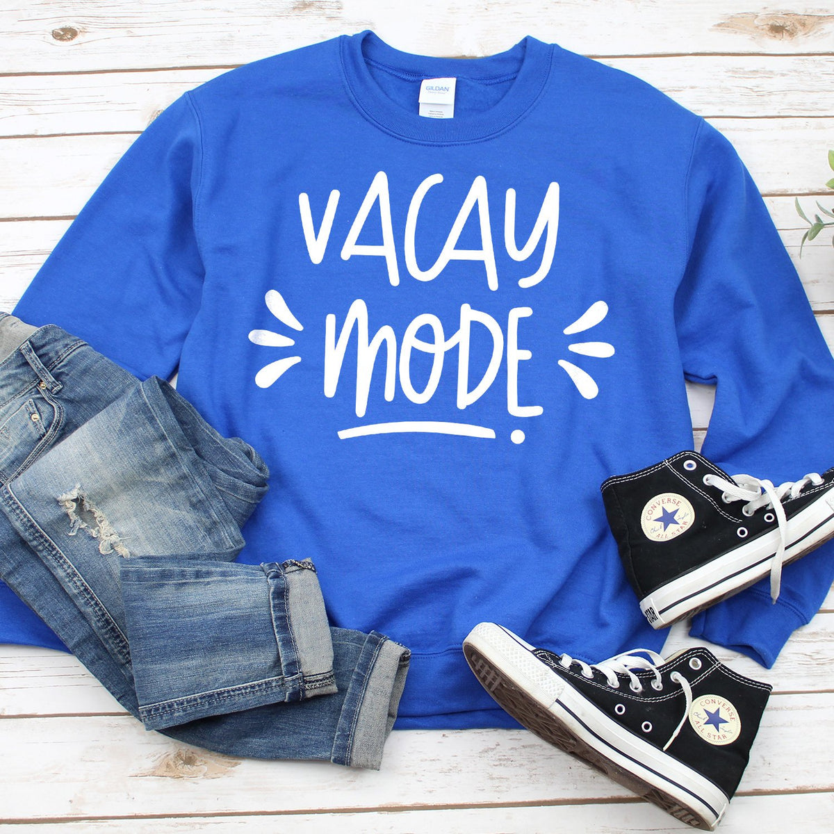 Vacay Mode - Long Sleeve Heavy Crewneck Sweatshirt