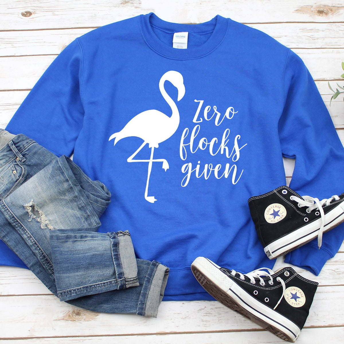 Zero Flocks Given - Long Sleeve Heavy Crewneck Sweatshirt