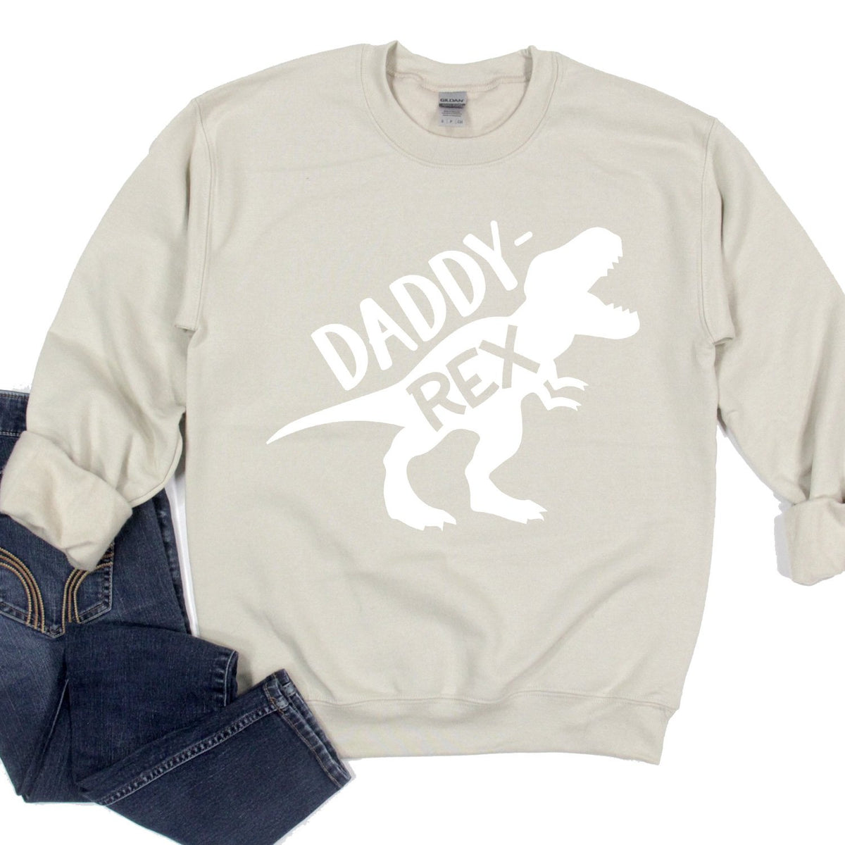 Daddy Rex Dinosaur - Long Sleeve Heavy Crewneck Sweatshirt