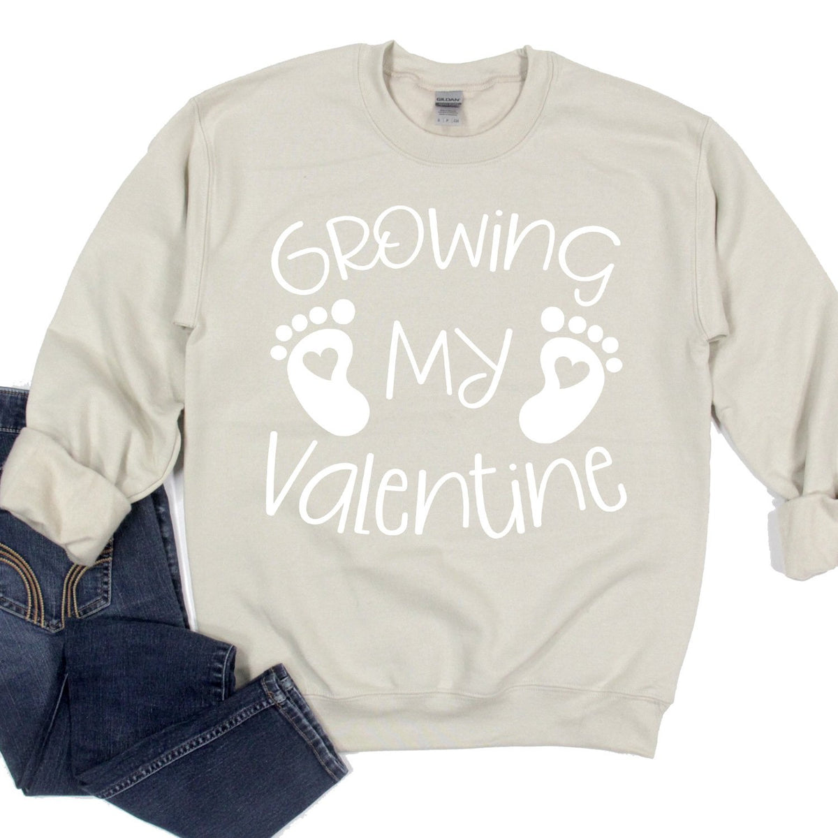 Growing My Valentine - Long Sleeve Heavy Crewneck Sweatshirt