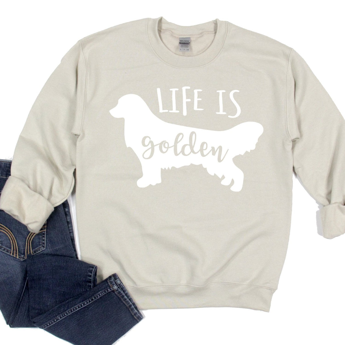 Life is Golden Retriever - Long Sleeve Heavy Crewneck Sweatshirt
