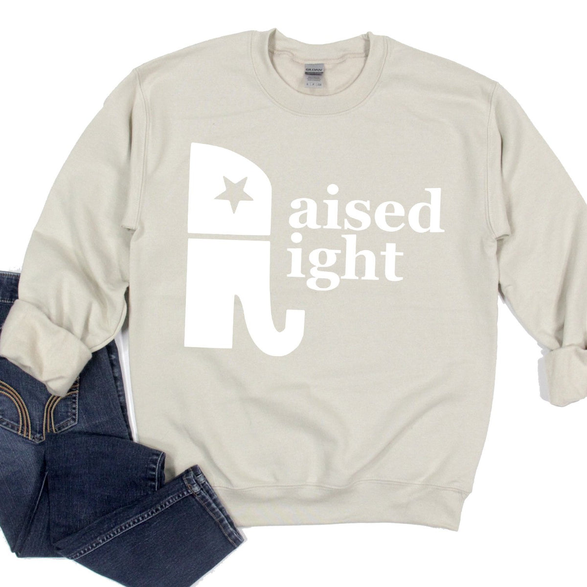 Elephant Raised Right - Long Sleeve Heavy Crewneck Sweatshirt