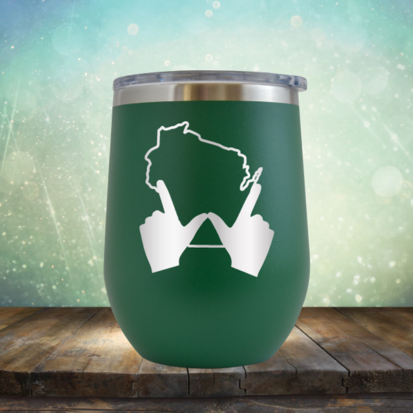 Wisconsin W Hand - Stemless Wine Cup