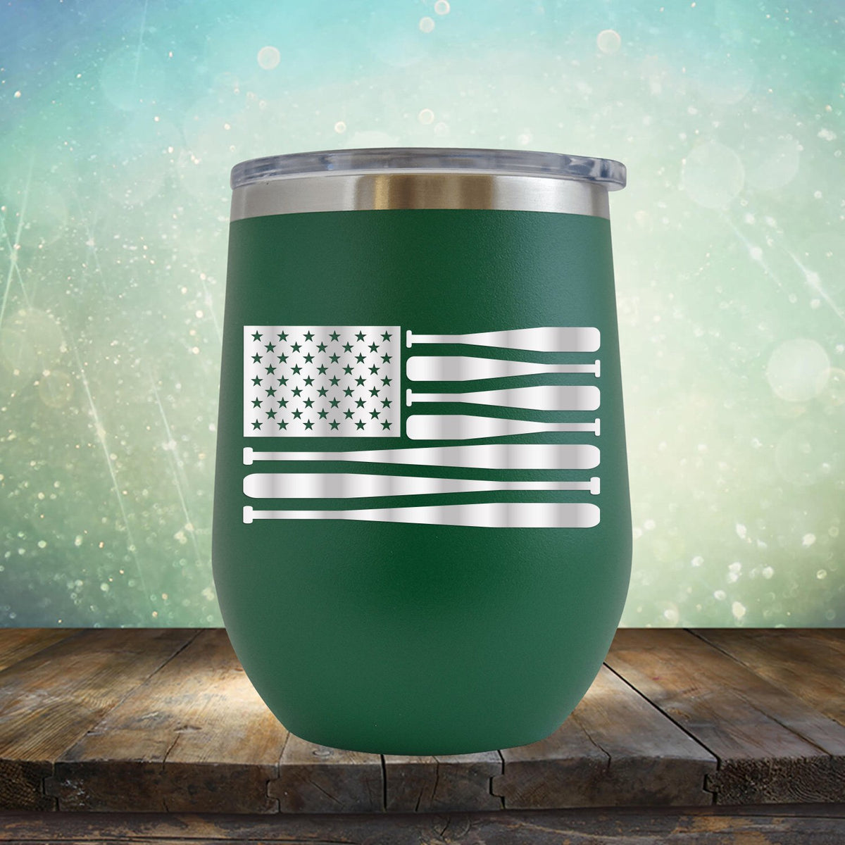 American Flag Baseball - Wine Tumbler