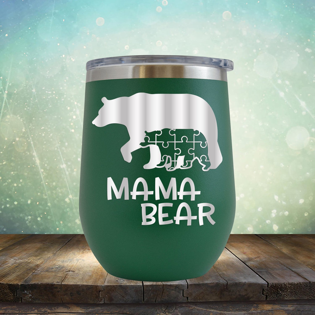 Autism Mama Bear and Cub - Wine Tumbler