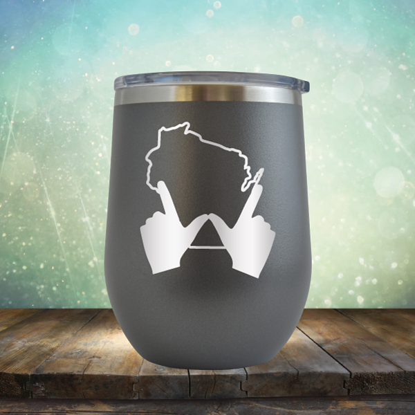 Wisconsin W Hand - Stemless Wine Cup