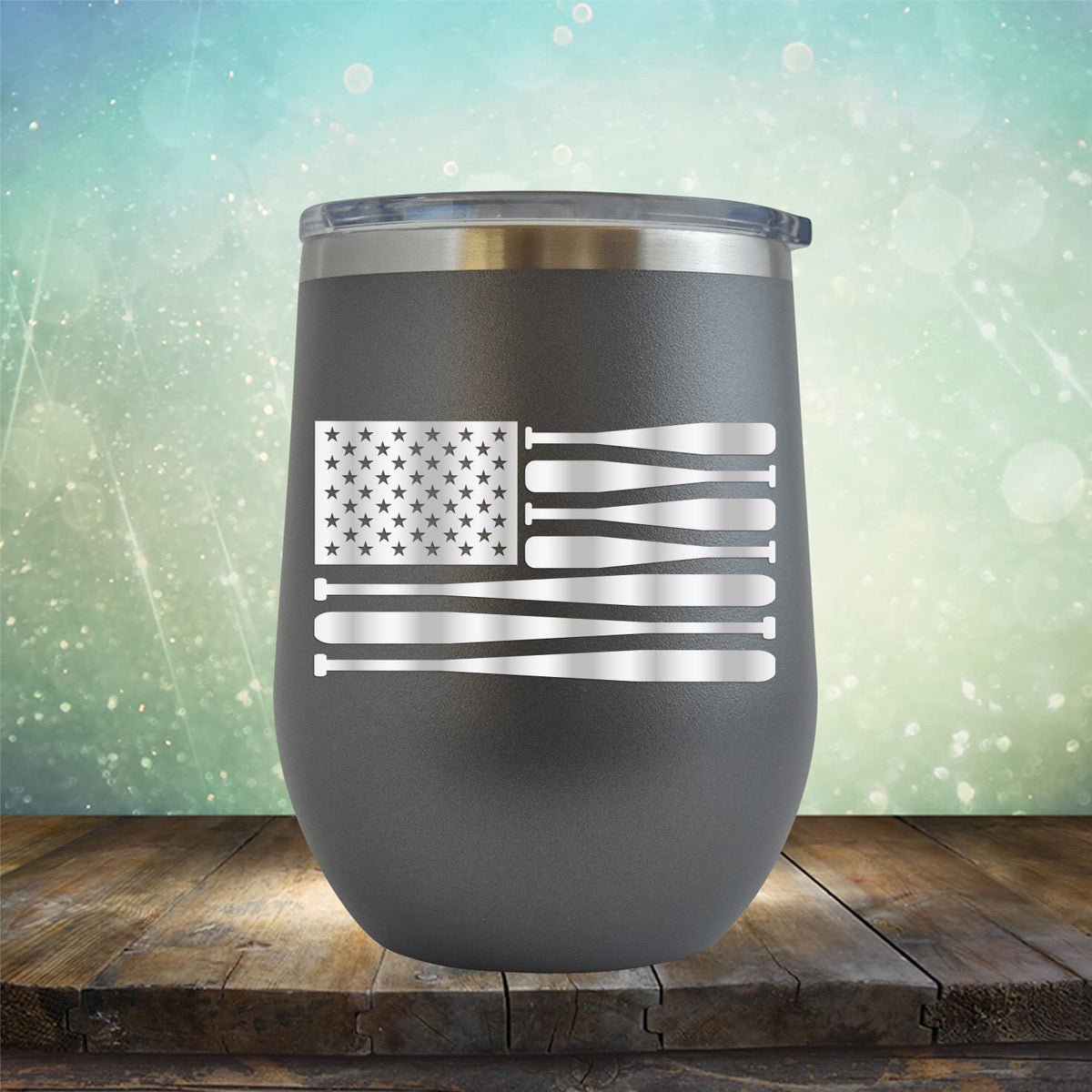 American Flag Baseball - Wine Tumbler