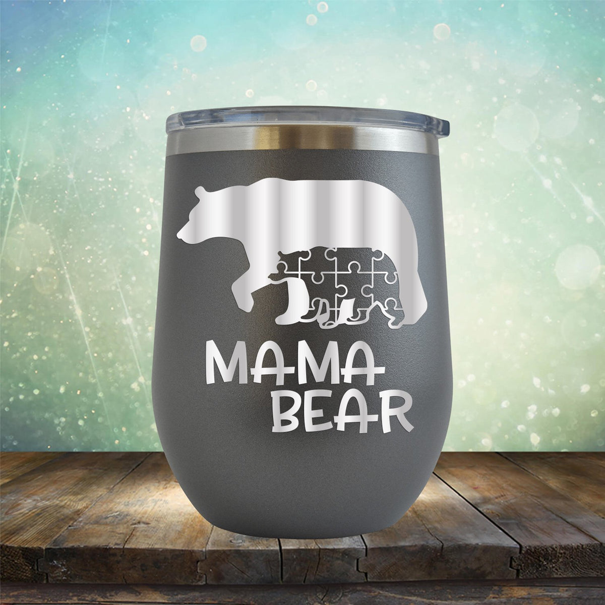 Autism Mama Bear and Cub - Wine Tumbler