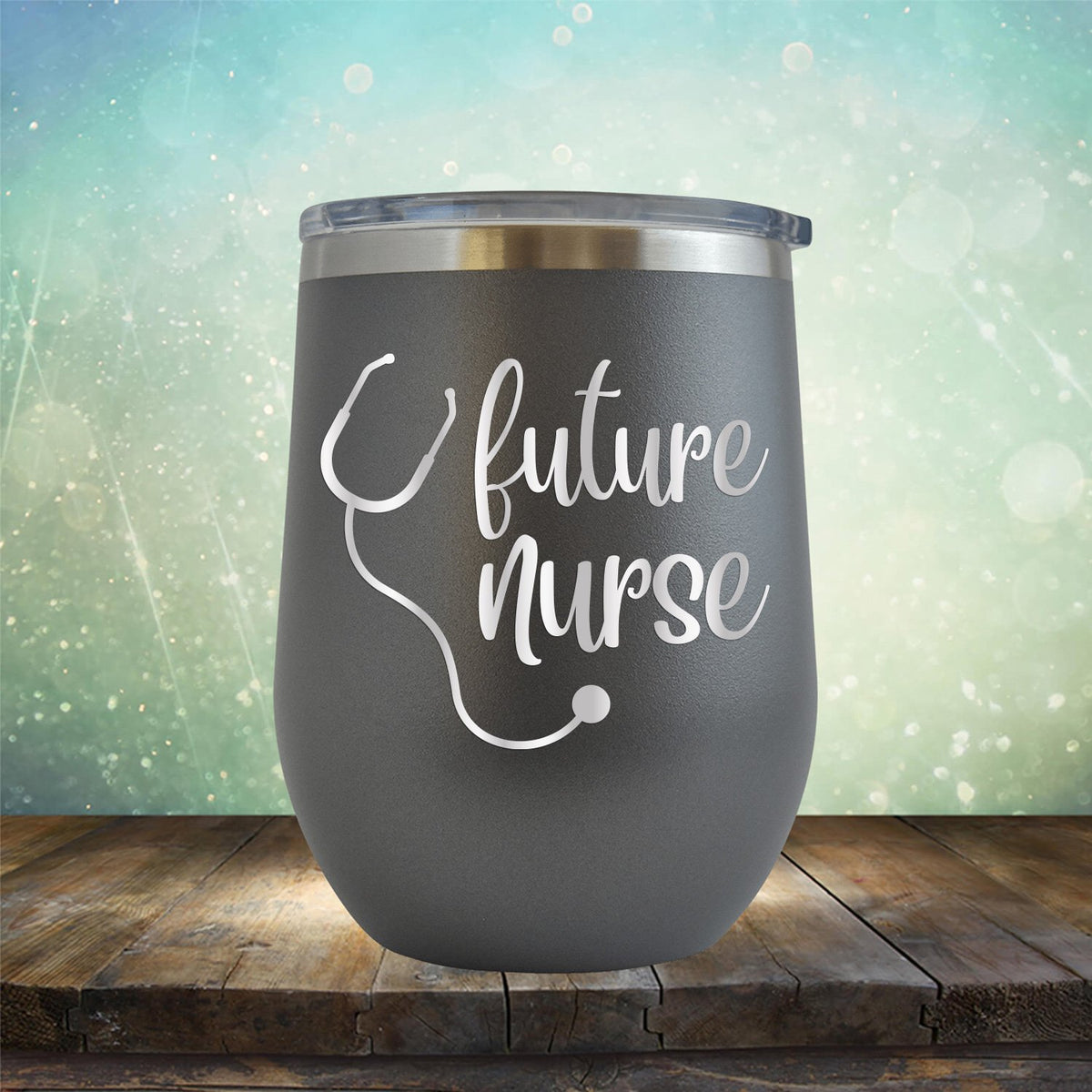 Future Nurse with Stethoscope - Stemless Wine Cup