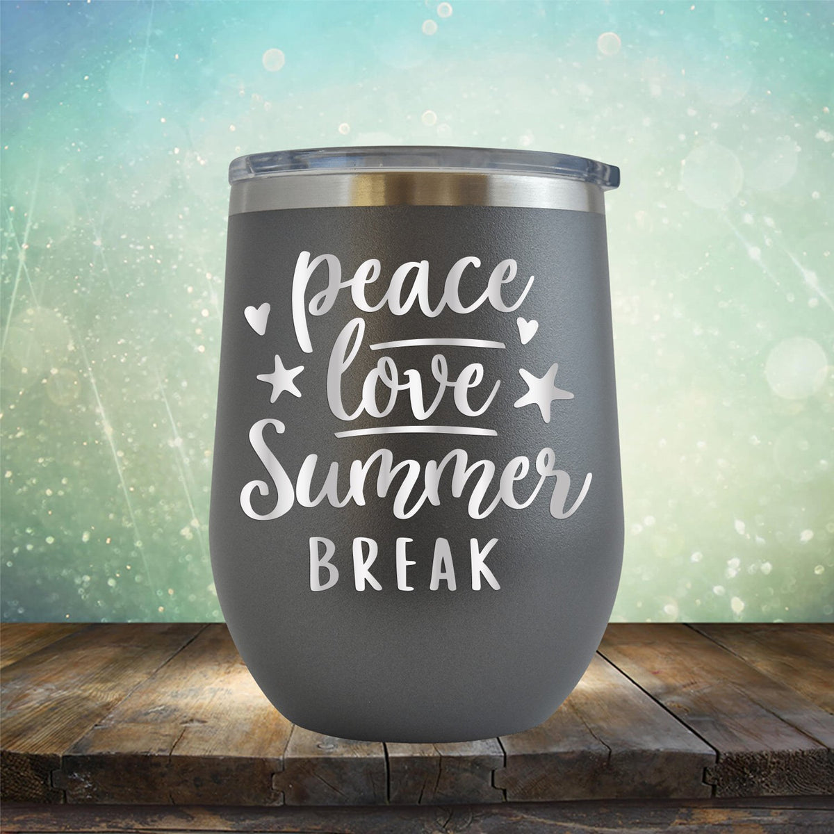 Peace Love Summer Break - Stemless Wine Cup