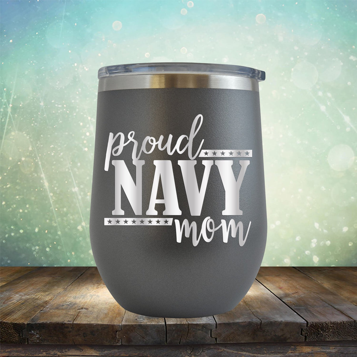 Proud Navy Mom - Stemless Wine Cup