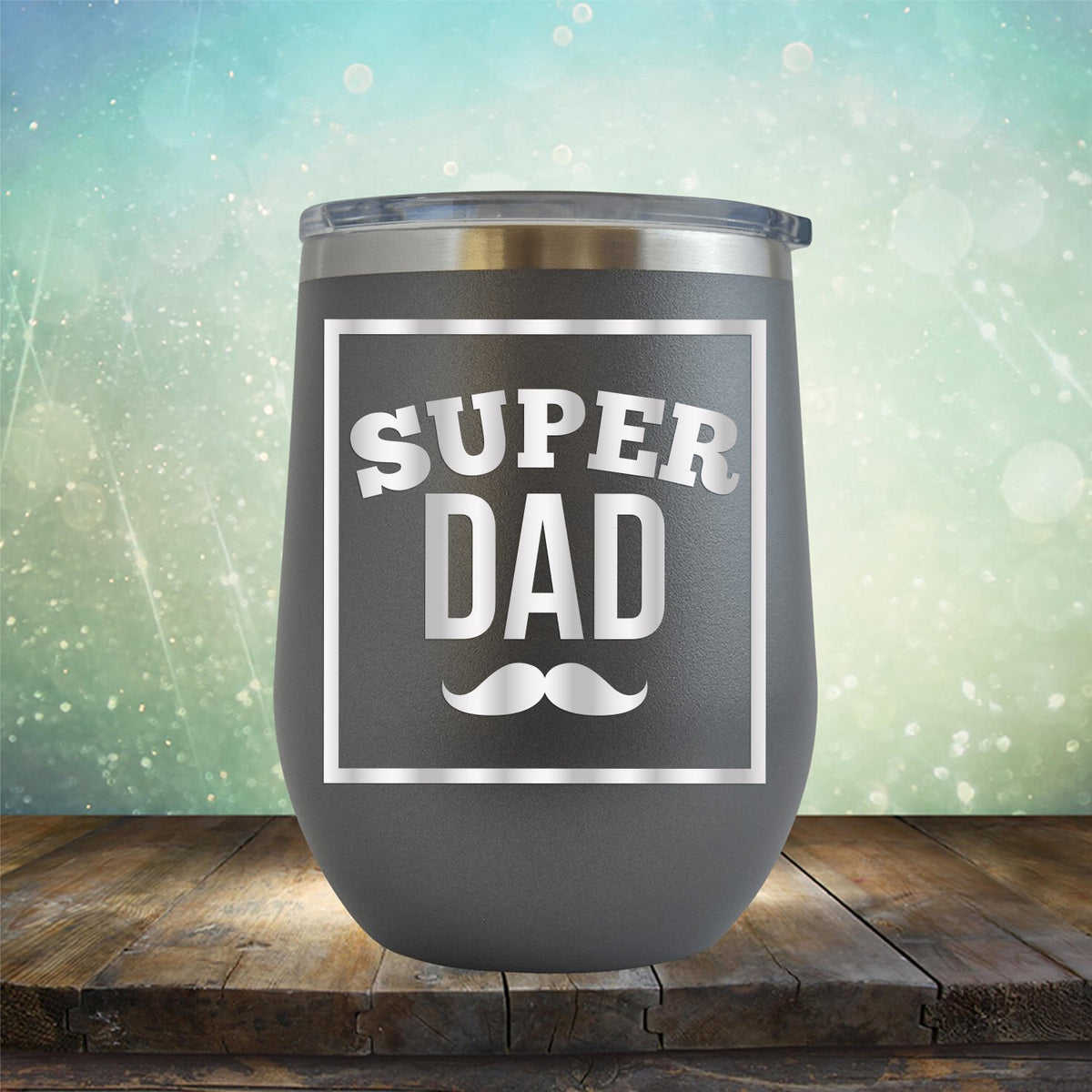 Super Dad with Mustache - Stemless Wine Cup