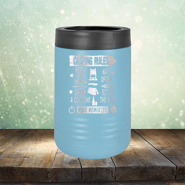 Camping Rules Relax and Unwind Nap Often Drink a Cold One Sit By the Fire Make Memories - Laser Etched Tumbler Mug