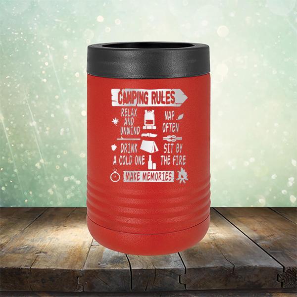 Camping Rules Relax and Unwind Nap Often Drink a Cold One Sit By the Fire Make Memories - Laser Etched Tumbler Mug