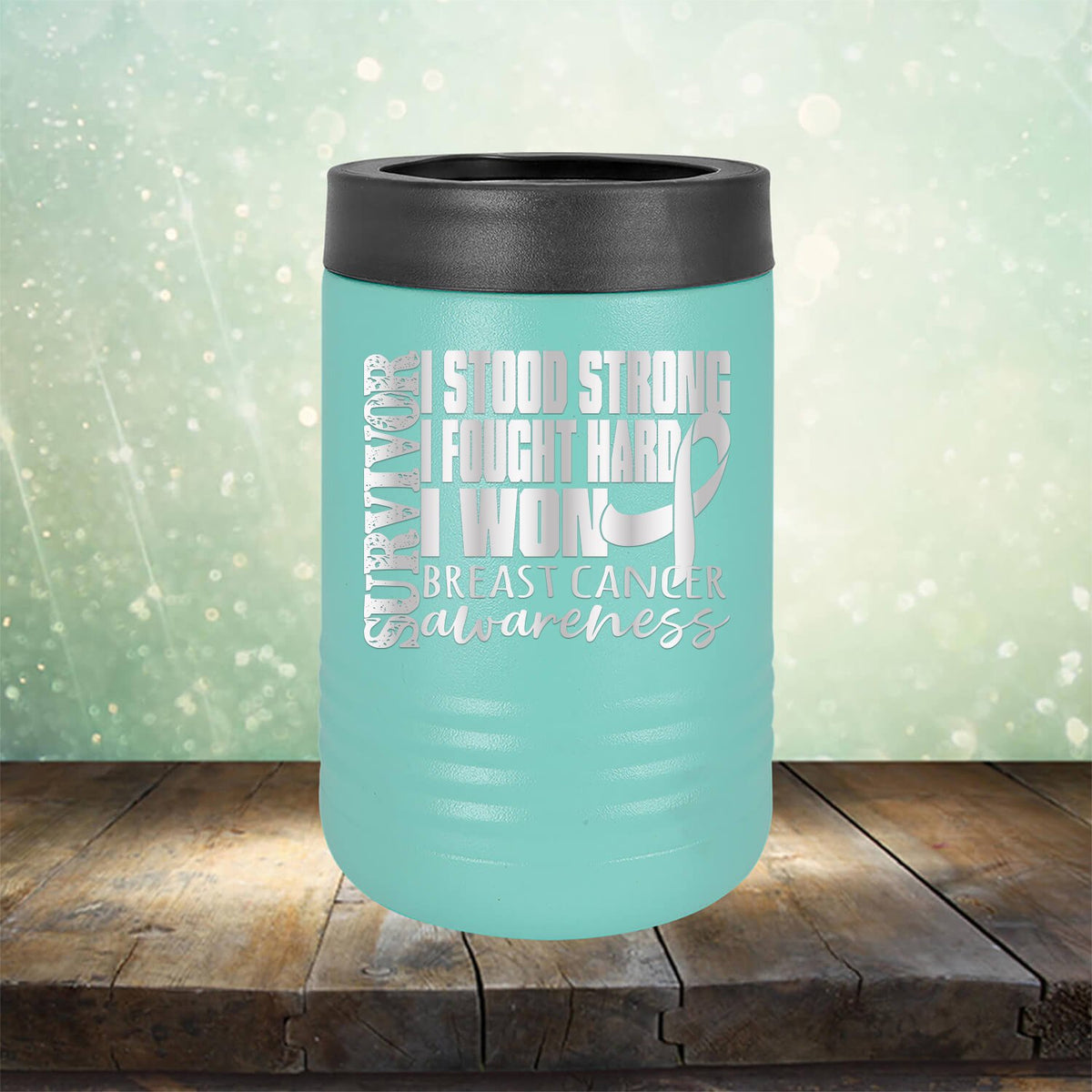 I Stood Strong I Fought Hard I Won Breast Cancer - Laser Etched Tumbler Mug