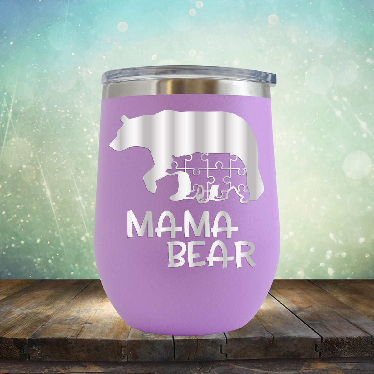 Autism Mama Bear and Cub - Wine Tumbler