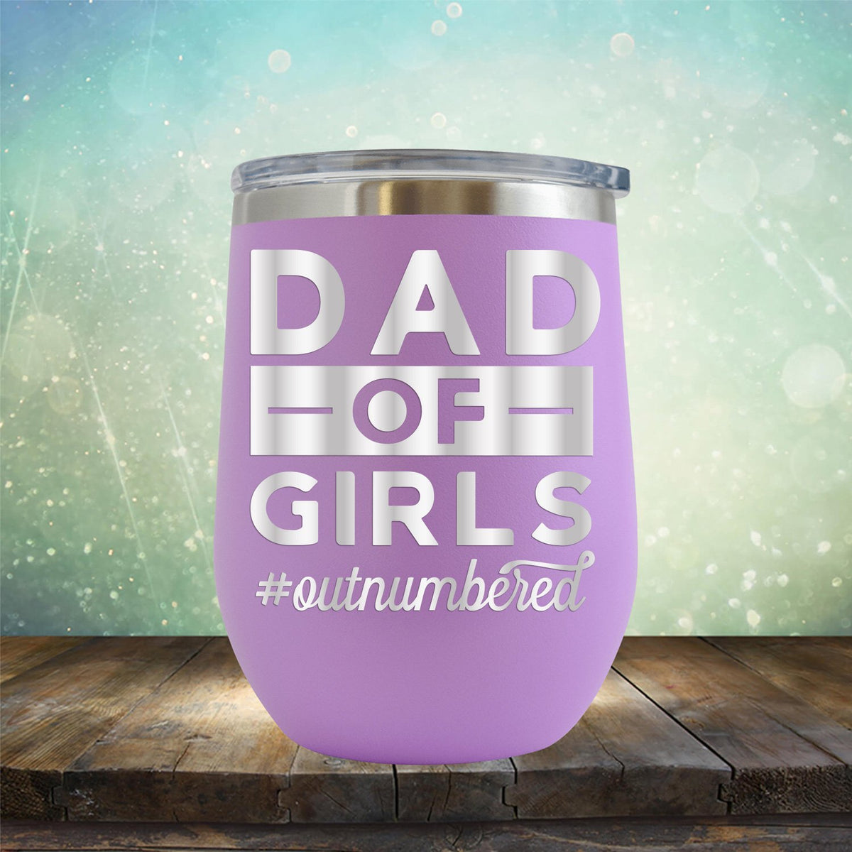 Dad Of Girls Outnumbered - Stemless Wine Cup
