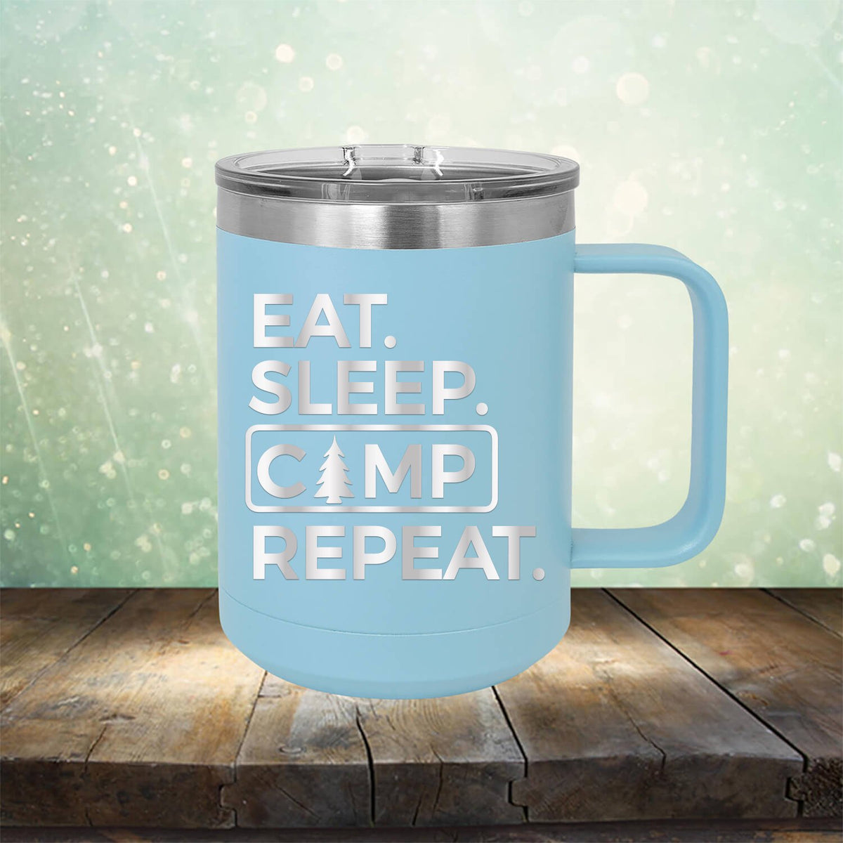 Eat Sleep Camp Repeat - Laser Etched Tumbler Mug