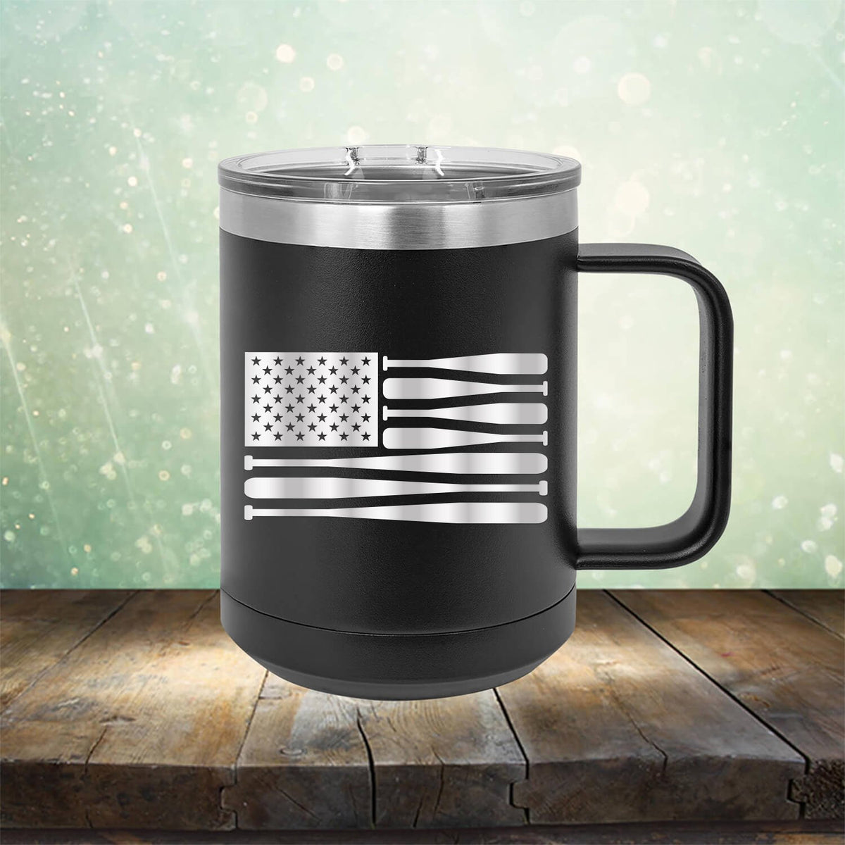 American Flag Baseball - Laser Etched Tumbler Mug