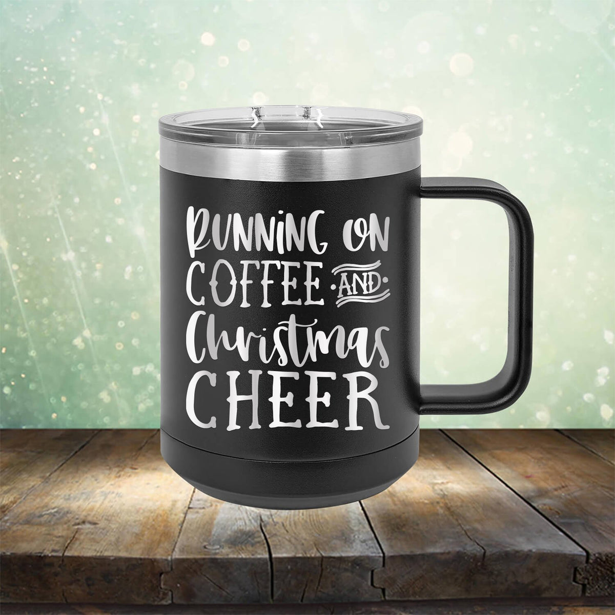 Running on Coffee and Christmas Cheer - Laser Etched Tumbler Mug