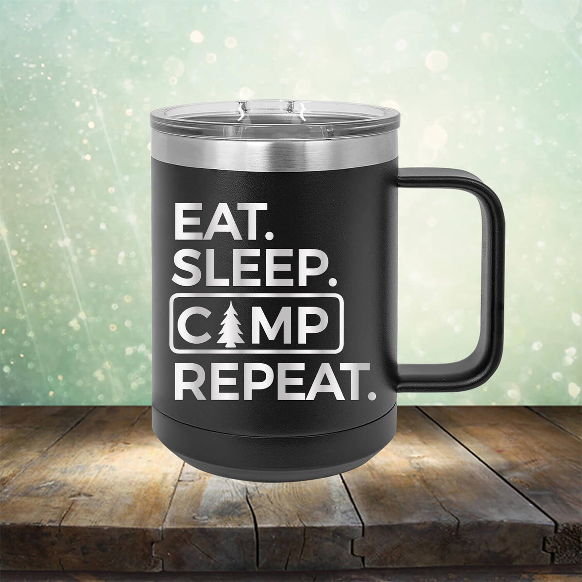 Eat Sleep Camp Repeat - Laser Etched Tumbler Mug