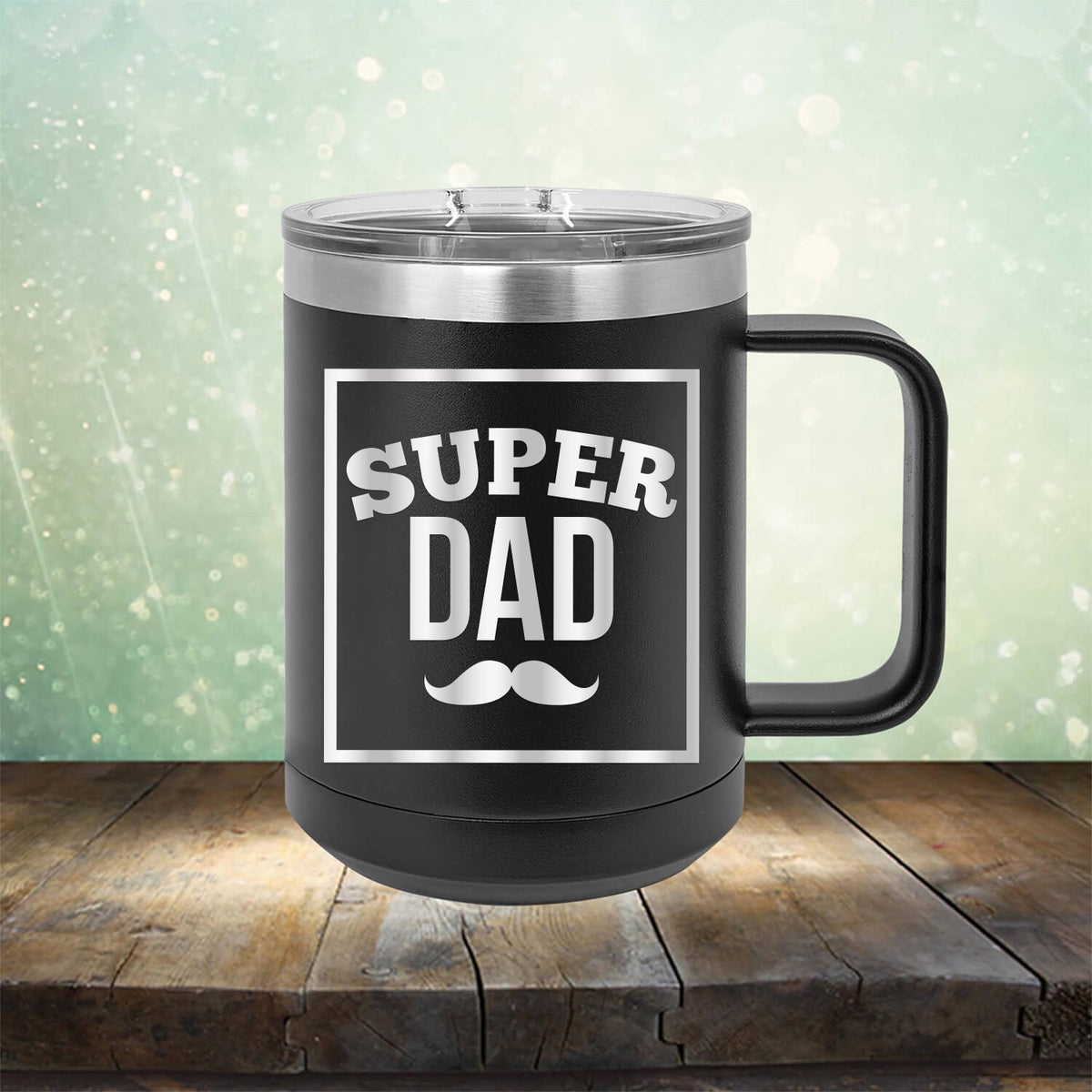 Super Dad with Mustache - Laser Etched Tumbler Mug