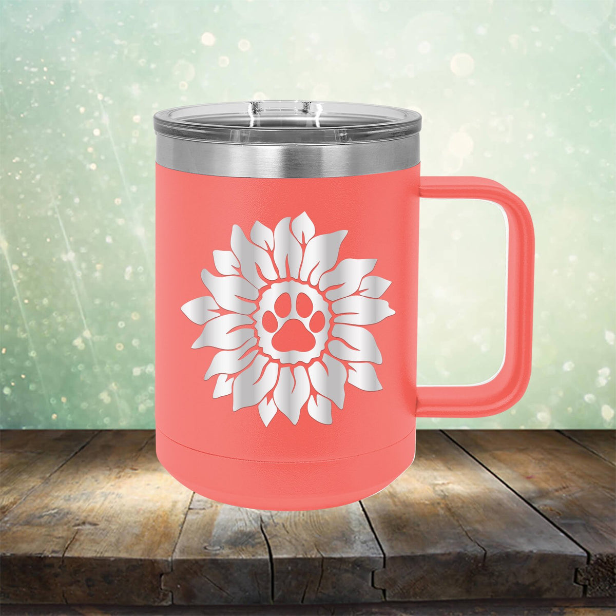 Dog Paw Sunflower - Laser Etched Tumbler Mug