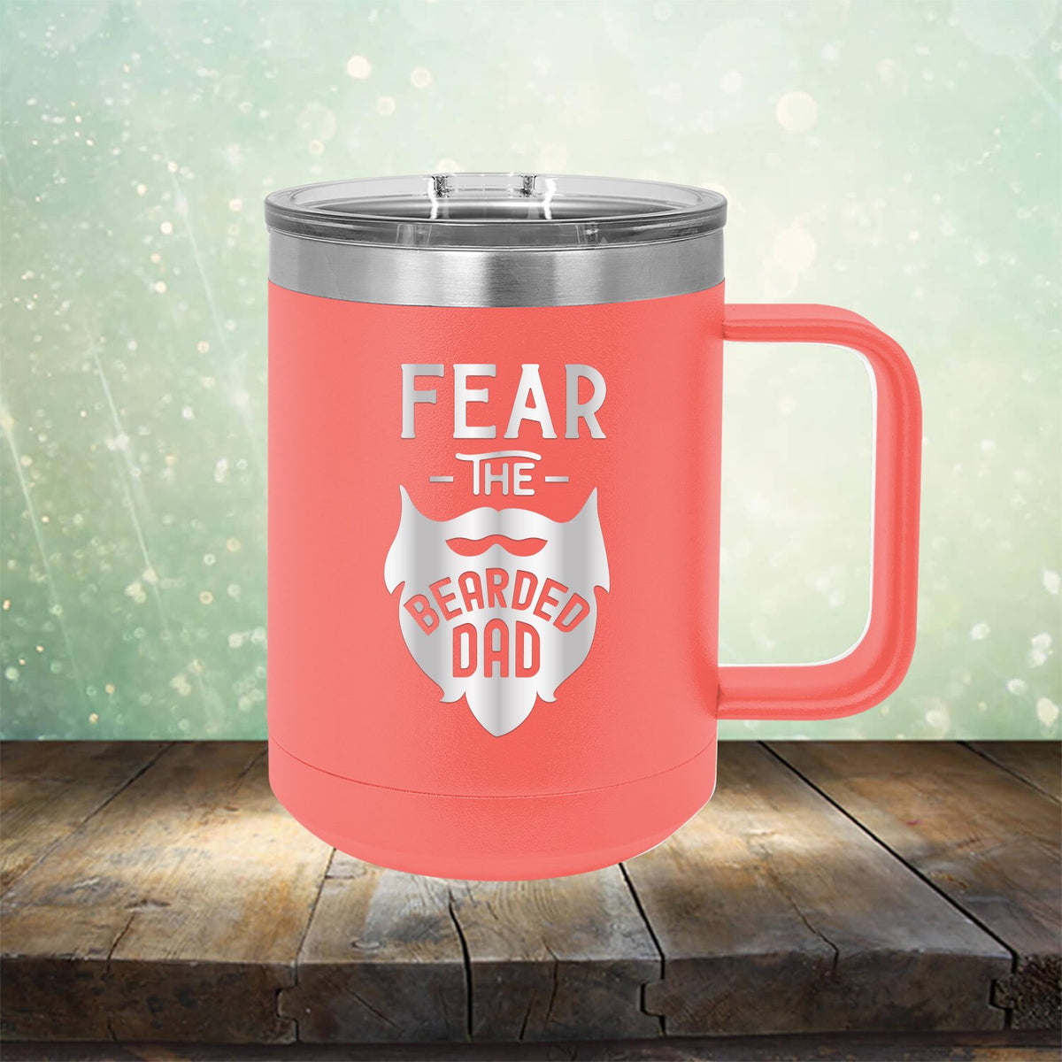 Fear The Bearded Dad - Laser Etched Tumbler Mug