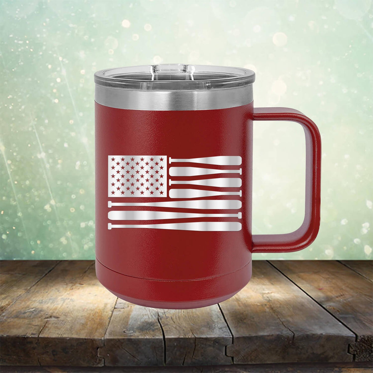 American Flag Baseball - Laser Etched Tumbler Mug