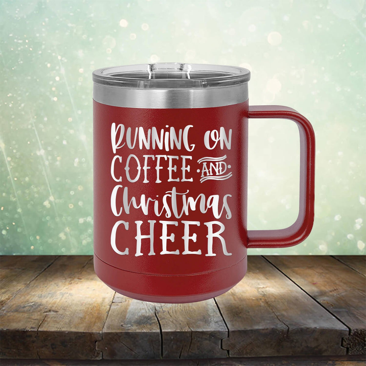 Running on Coffee and Christmas Cheer - Laser Etched Tumbler Mug