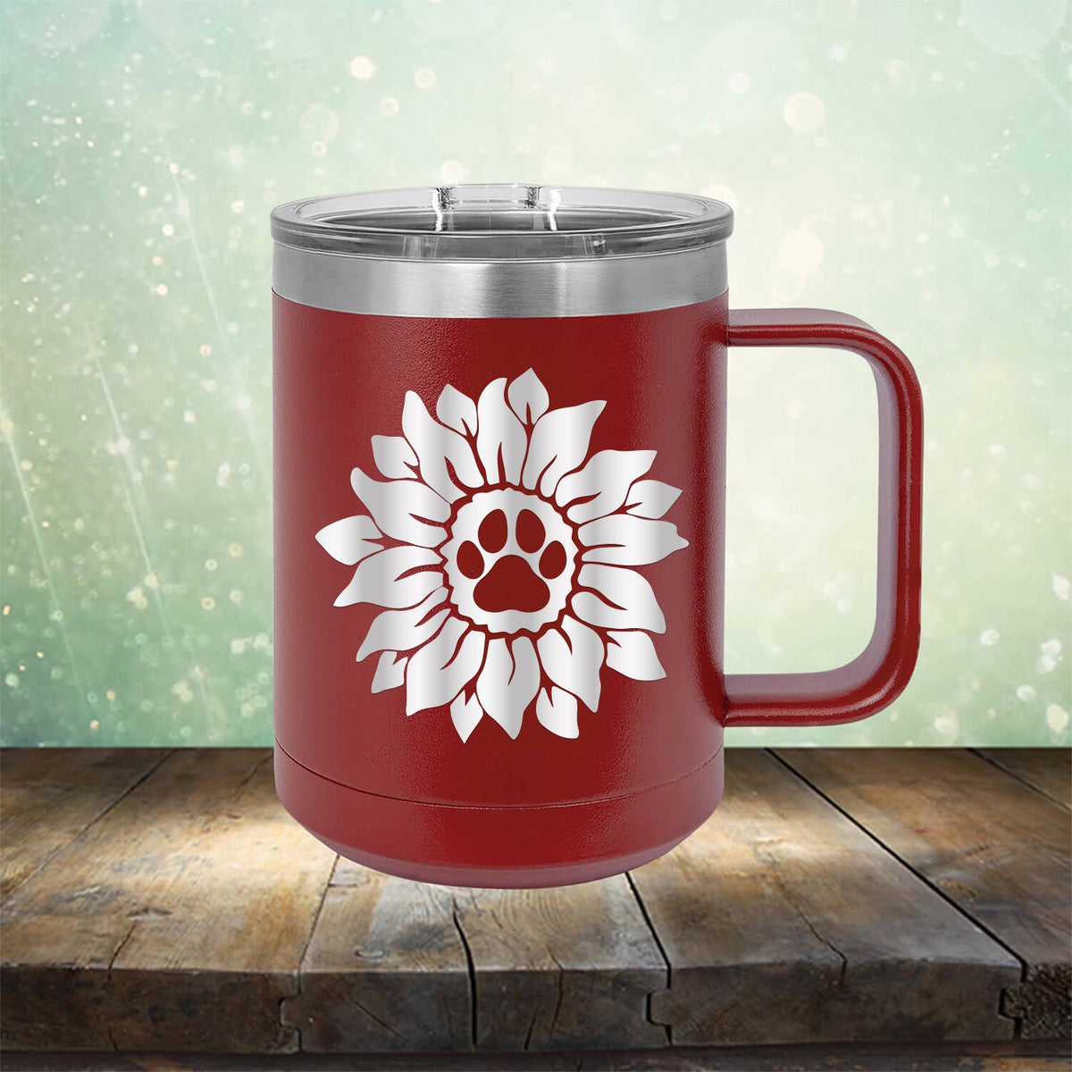 Dog Paw Sunflower - Laser Etched Tumbler Mug