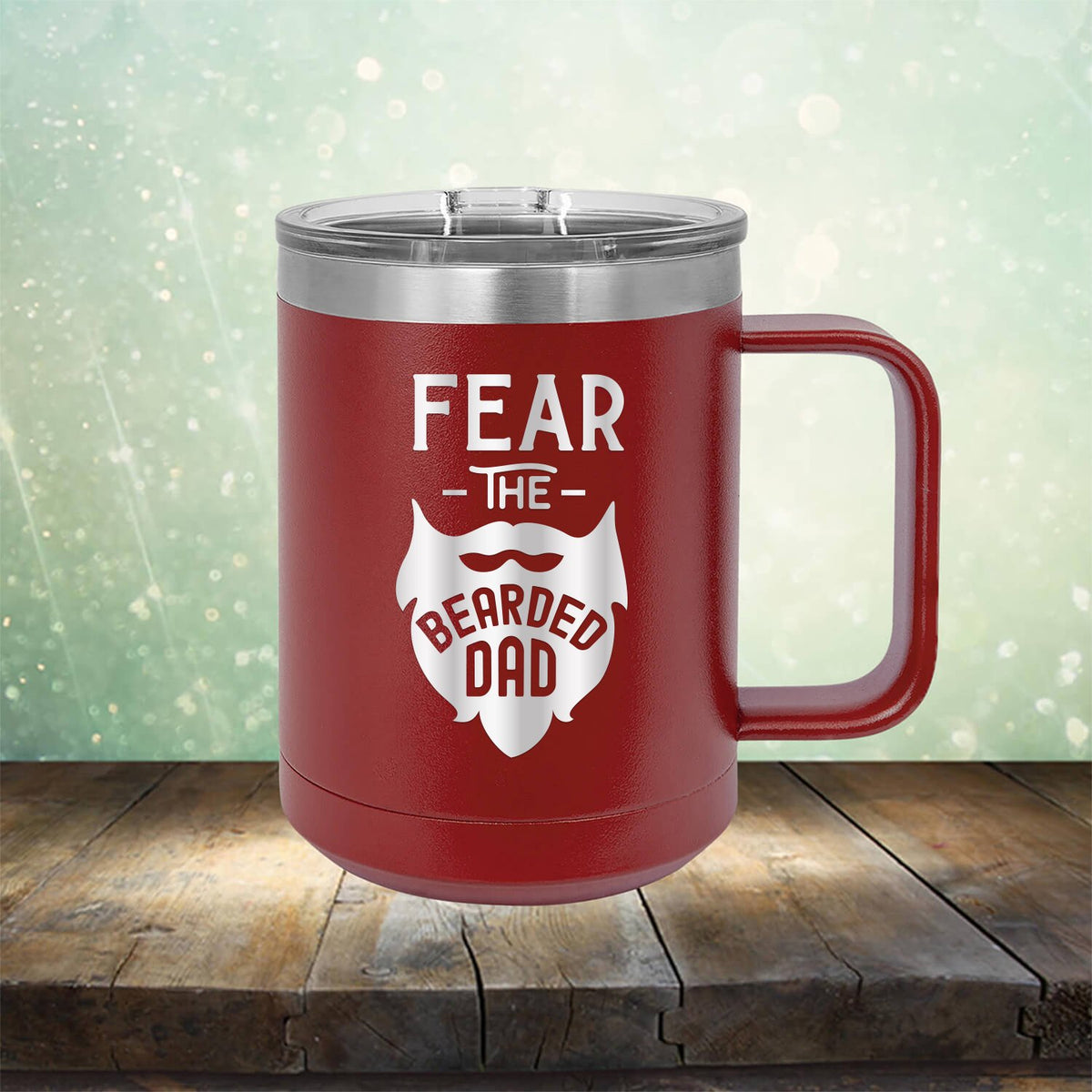 Fear The Bearded Dad - Laser Etched Tumbler Mug