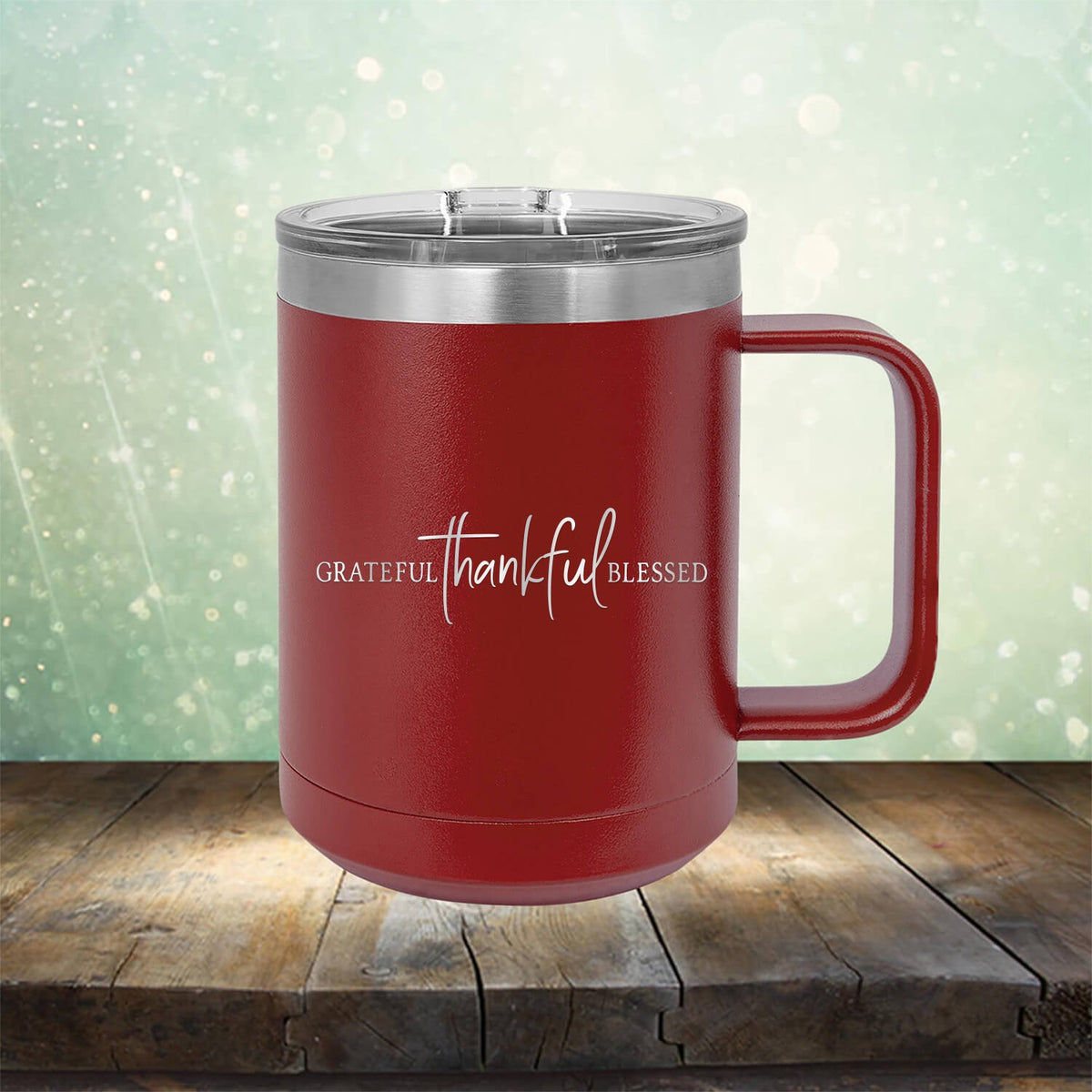 Grateful Thankful Blessed - Laser Etched Tumbler Mug