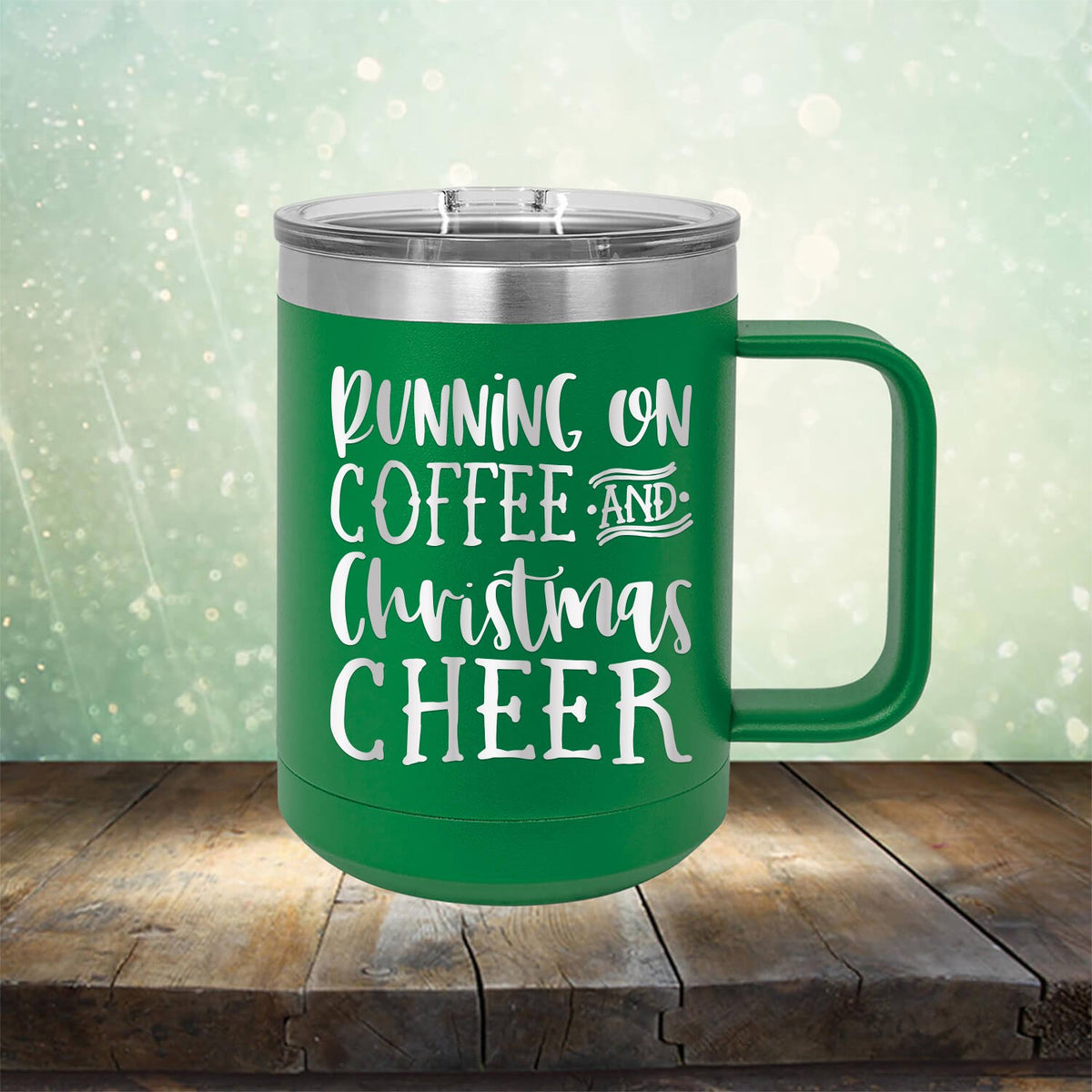 Running on Coffee and Christmas Cheer - Laser Etched Tumbler Mug