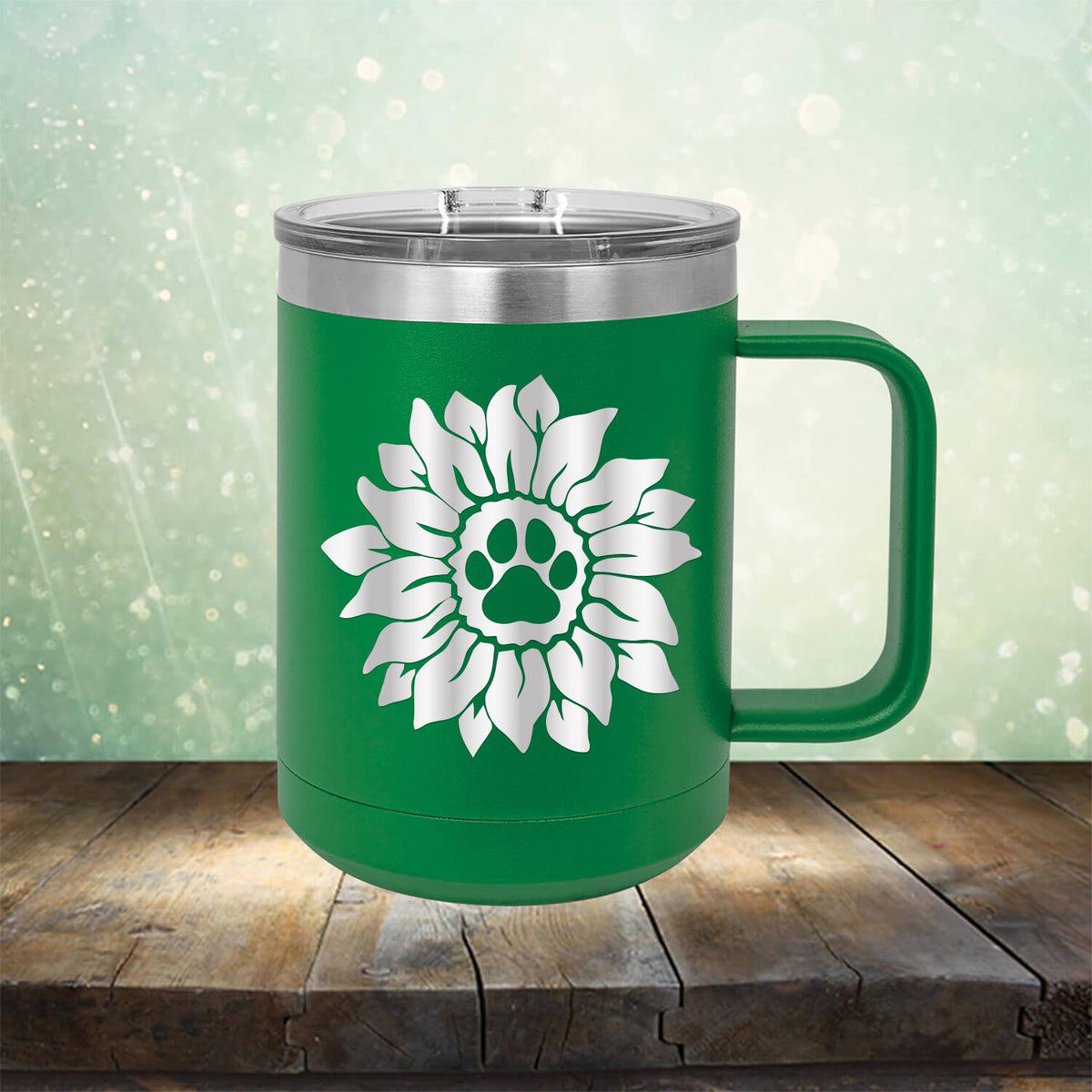 Dog Paw Sunflower - Laser Etched Tumbler Mug