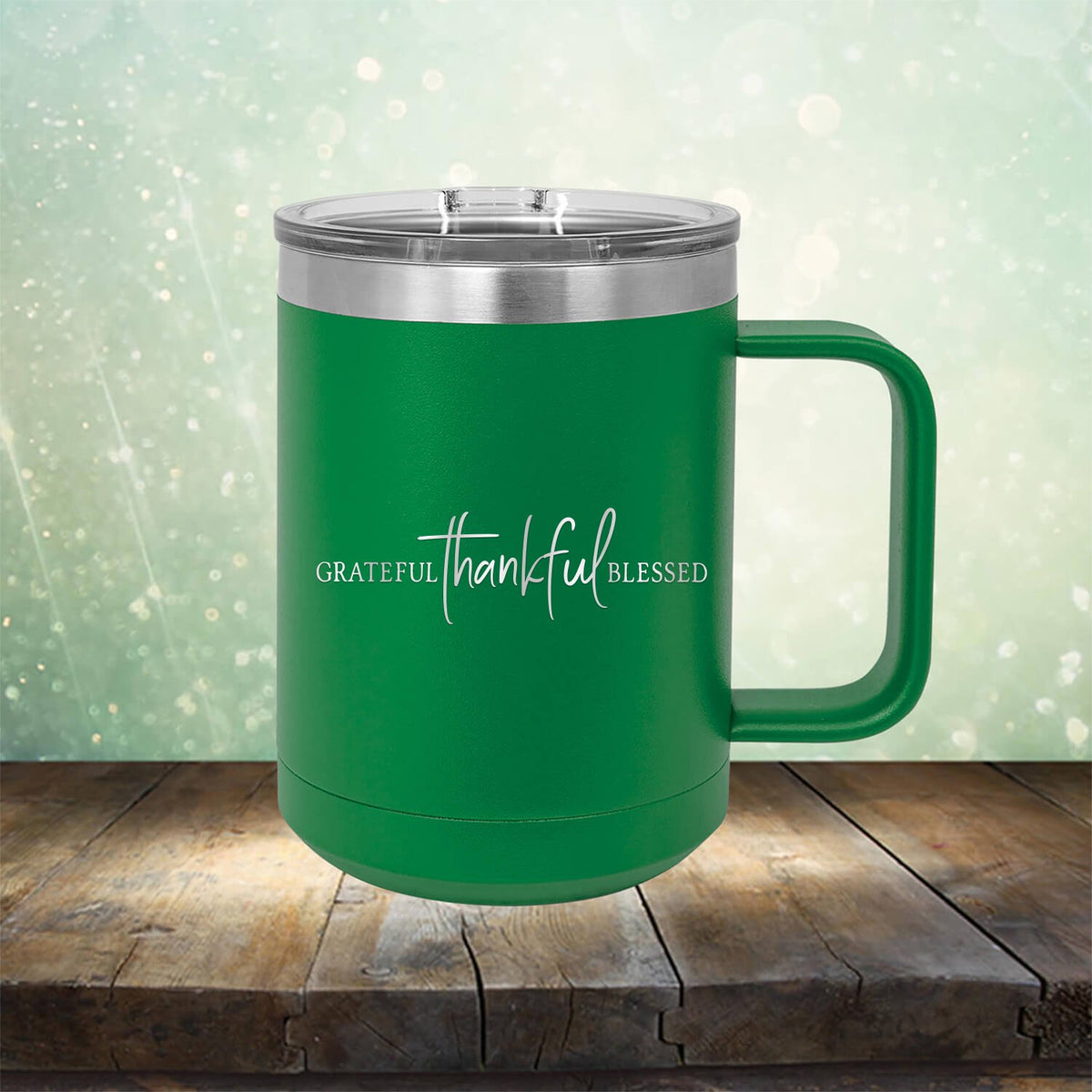 Grateful Thankful Blessed - Laser Etched Tumbler Mug