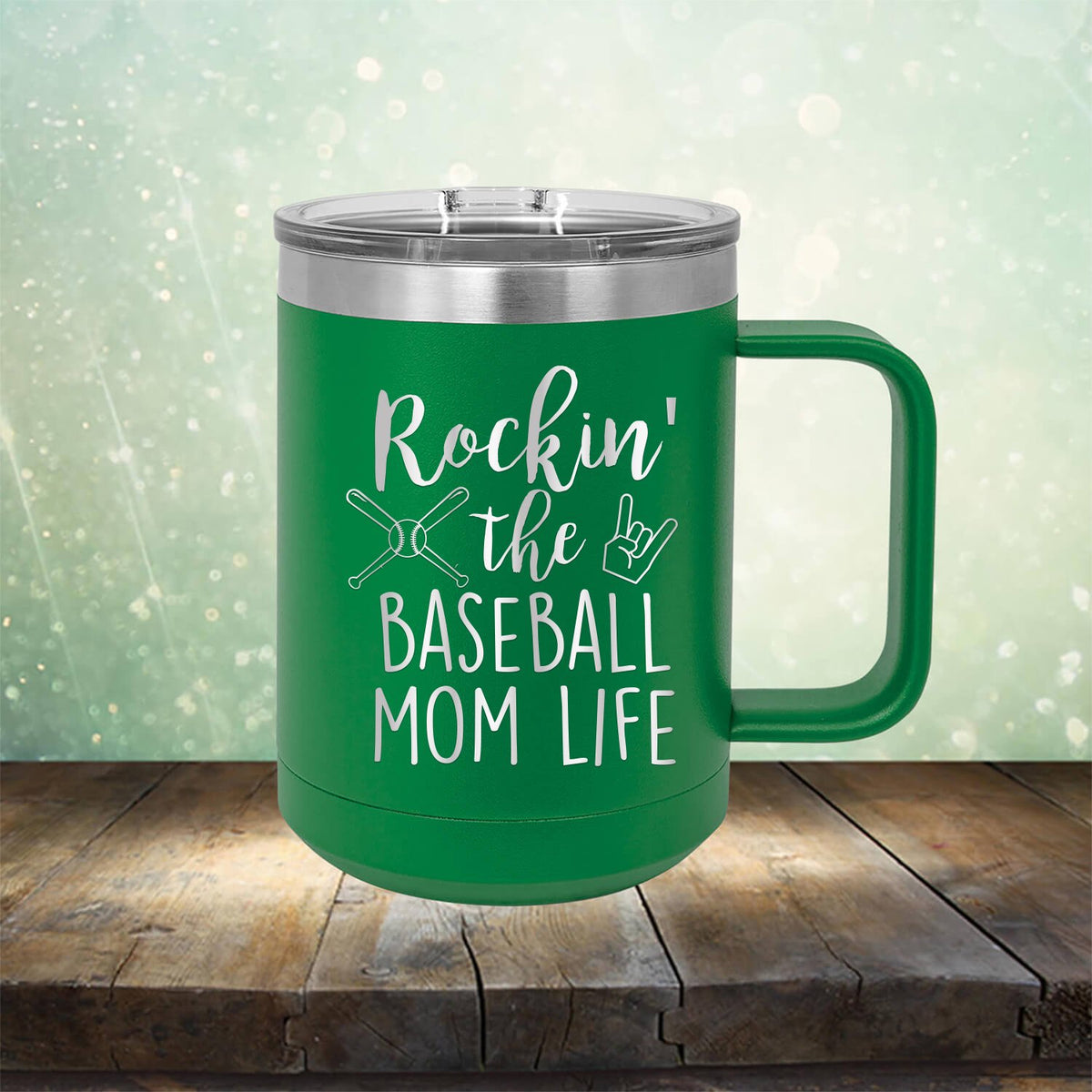 Rockin&#39; The Baseball Mom Life - Laser Etched Tumbler Mug