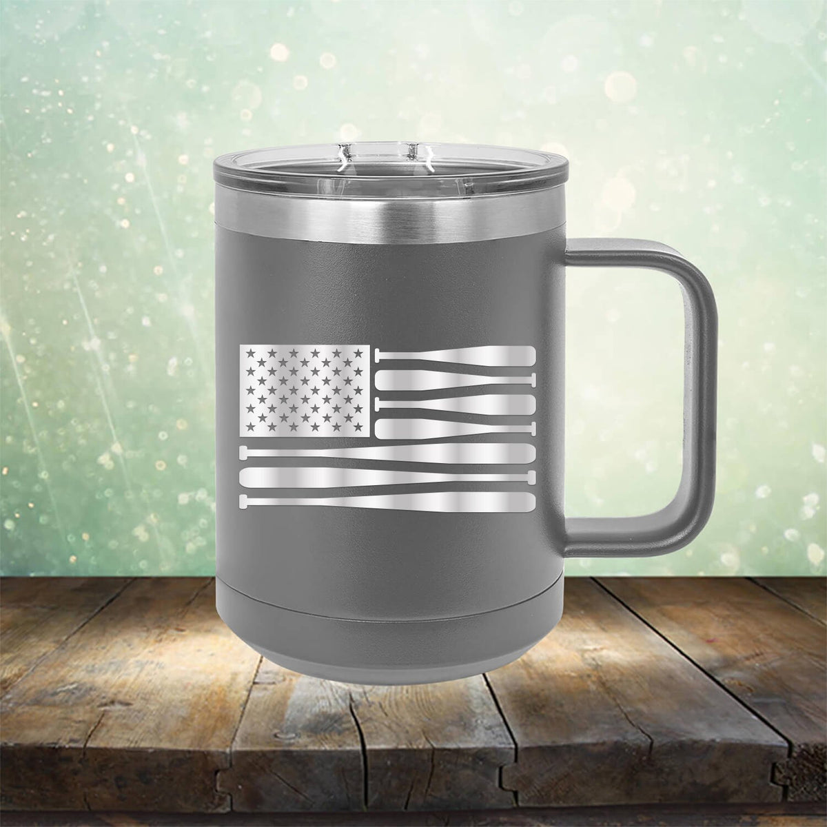 American Flag Baseball - Laser Etched Tumbler Mug