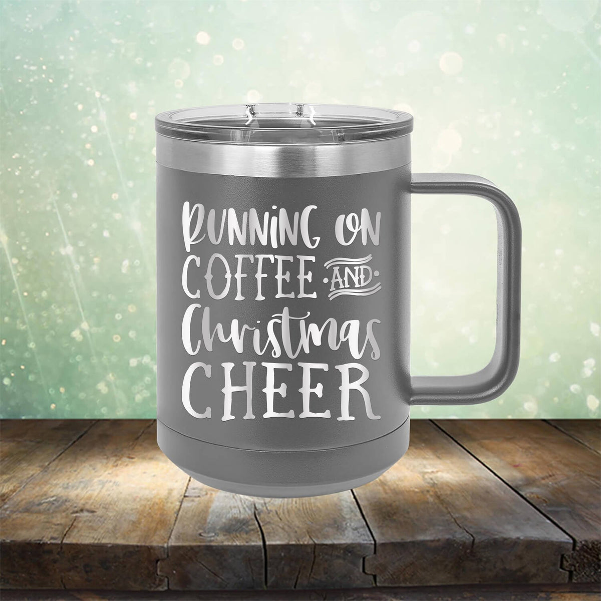 Running on Coffee and Christmas Cheer - Laser Etched Tumbler Mug
