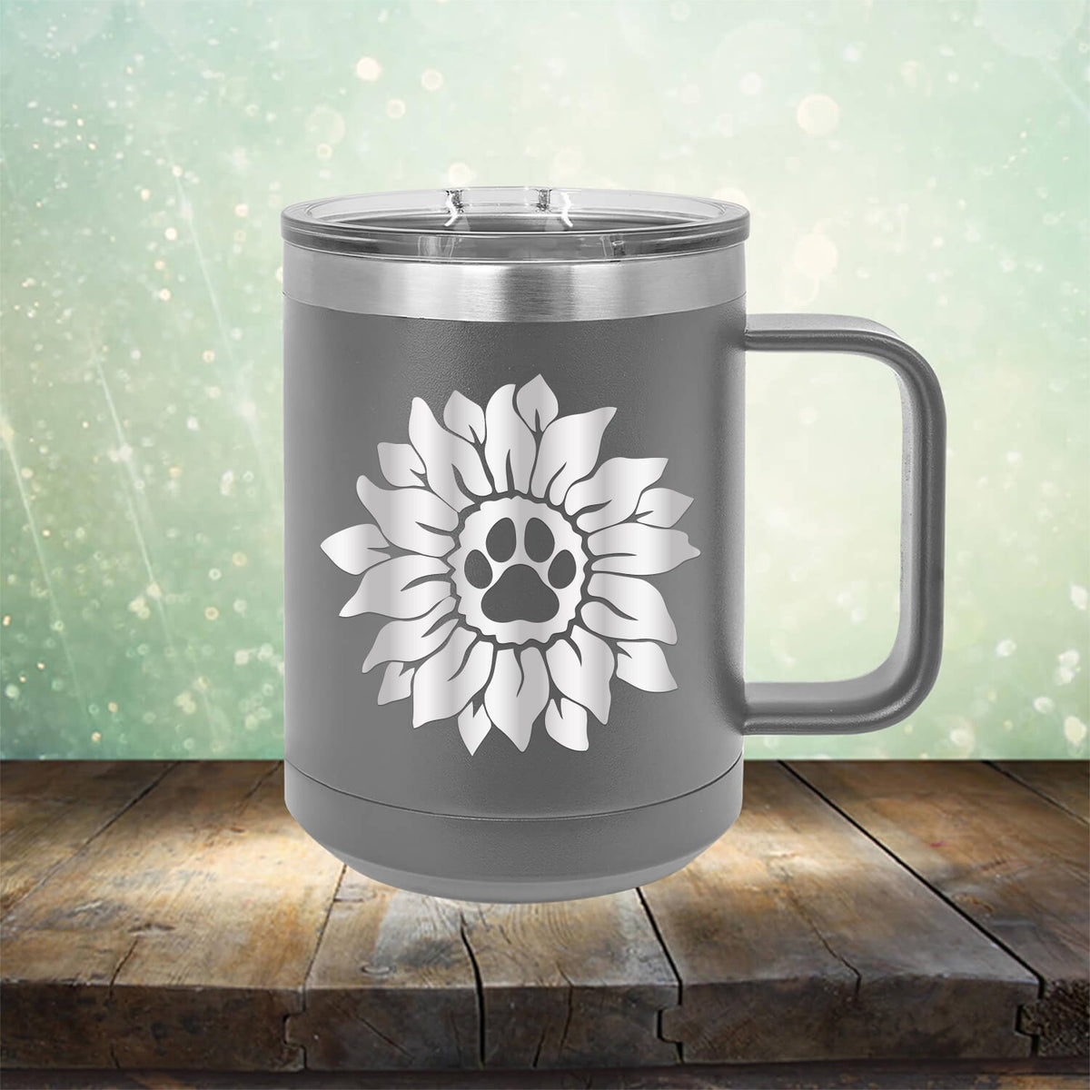 Dog Paw Sunflower - Laser Etched Tumbler Mug