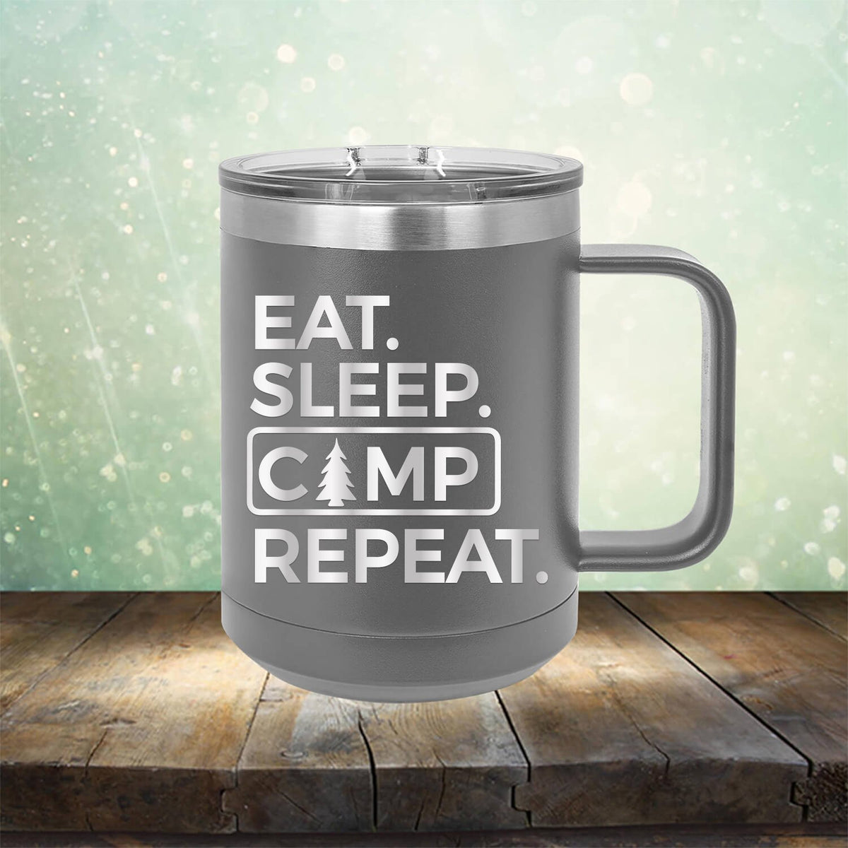 Eat Sleep Camp Repeat - Laser Etched Tumbler Mug