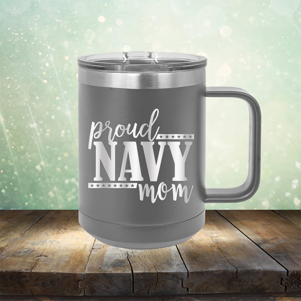 Proud Navy Mom - Laser Etched Tumbler Mug