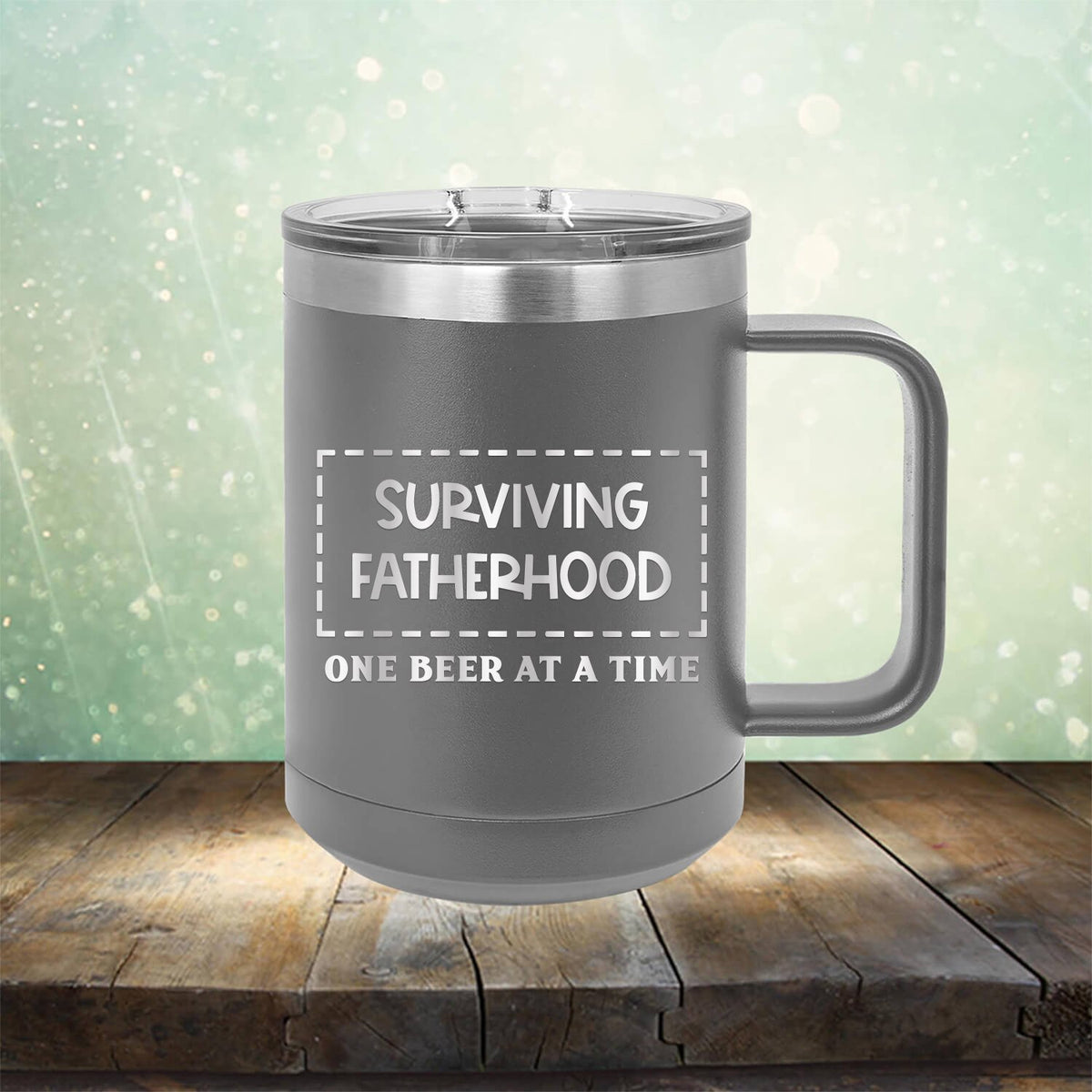 Surviving Fatherhood One Beer At A Time - Laser Etched Tumbler Mug