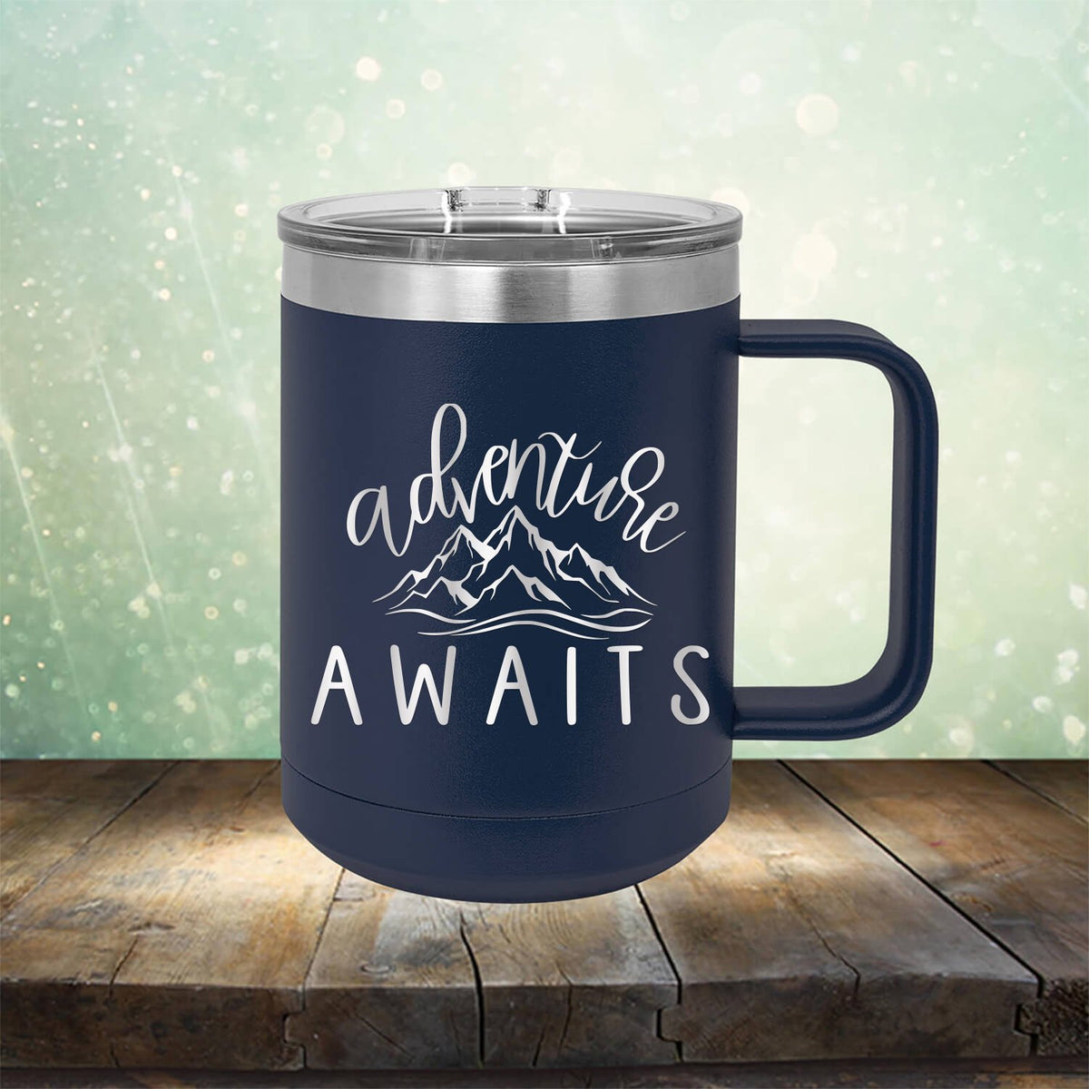 Adventure Awaits with Mountain - Laser Etched Tumbler Mug